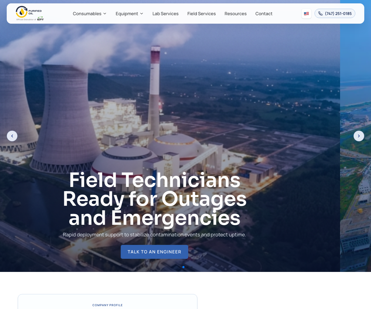 Purified Oil website template screenshot